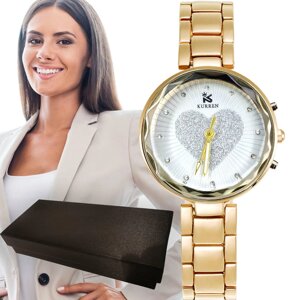 Золотий елегантний жіночий годинник зі стразами в коробці ZEGARKI_wks 5905143346853