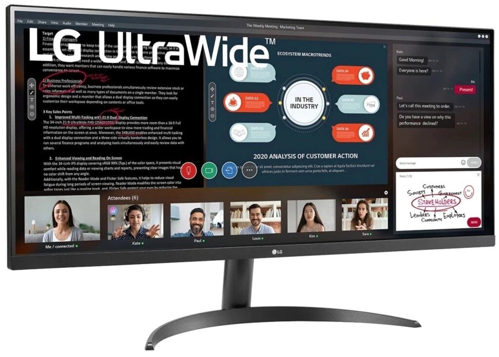 Монітор 34 дюйми LG Electronics 34WP500-B (IPS Ultra Wide 75Гц 5мс) від компанії 4-K - фото 1