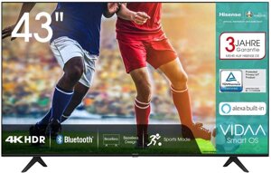 Телевізор Hisense H43AE7000 (Smart TV Ultra HD 4К Wi-Fi Dolby Digital DVB-C T S T2 S2)