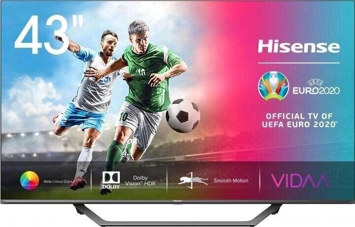 Телевізор 43 дюйми Hisense 43A7500 (PQI 2000 Гц, Ultra HD 4K, Smart TV, Wi-Fi, DVB-T2 S2) від компанії 4-K - фото 1