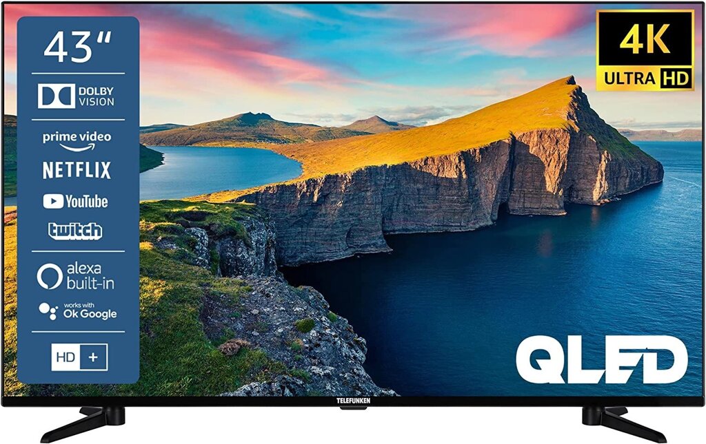 Телевізор 43 дюйми Telefunken QU43K800 (QLED Smart TV UltraHD HDR) від компанії 4-K - фото 1