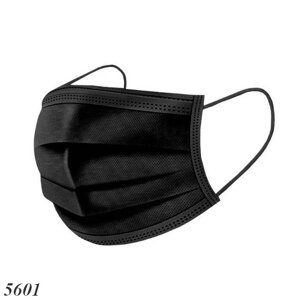 Медична маска чорна 3-шарова з фіксатором 50шт (5601)