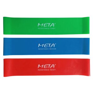 Набір резинок для фітнесу Meta Elastic bands Set of 3 pcs зелений, синій, червоний Уні 60х5 см