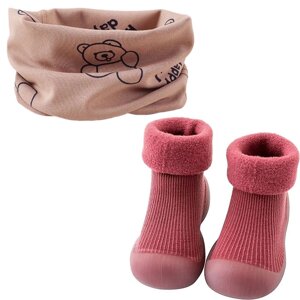 Шарф-бафф Бежевий і носочки-черевички неслизькі 18/19(11,5 см) 2Life Бордовий (v-11805) D14-2025