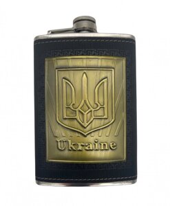 Металева фляга з шкірою 270 мл Україна метал
