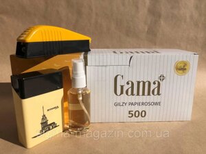 Набір Гільзи Gama 500 шт. Машинка для набивання сигарет DEDO + Портсигар+ Ароматизатор