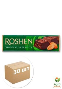 Батон чорний шоколад (арахіс) зелений ТМ Roshen 43г упаковка 30шт