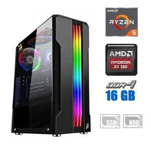 Ігровий пк / AMD ryzen 5 4500 (6 (12) ядер по 3.6 - 4.1 ghz) / 16 GB DDR4 / 120 GB SSD + 500 GB HDD / AMD radeon RX 580, 8 GB GDDR5, 256-bit / 650W