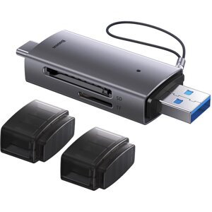 Кардрідер baseus airjoy USB-A & USB-C to SD/TF grey (WKQX060113)