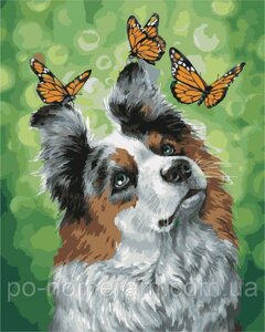 Картина за номерами ArtStory Собака і метелики (AS1023) 40 х 50 см