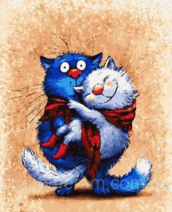 Картини за номерами Artissimo Любофф синіх котів (PN4690) 40 х 50 см (Без коробки)
