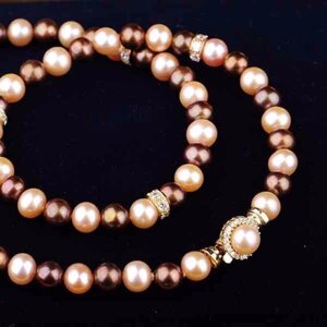 Кольє (культивовані морські перли, золото 585, кубічна зона) колонка ol00506