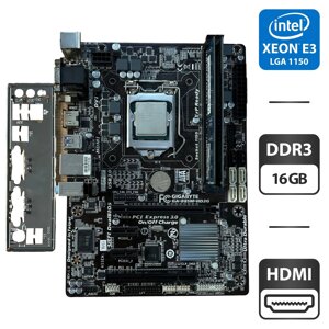 Комплект: Материнська плата Gigabyte GA-B85M-HD3G / Intel Xeon E3-1240 v3 (4 (8) ядра по 3.4 - 3.8 GHz) / 16 GB DDR3 / Socket LGA 1150 / Задня заглушка