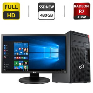 Комплект пк: fujitsu esprimo P757 E85+ tower / intel core i5-6400 (4 ядра по 2.7 - 3.3 ghz) / 16 GB DDR4 / 480 GB SSD NEW / AMD radeon R7 430, 2 GB GDDR5, 128-bit + монітор LG 24MB35PM-B / 24"1920x1080) IPS / VGA +