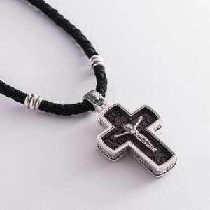 Чоловік -ортодоксальний хрест, виготовлений з Абена та срібла (на шнурі) eben2