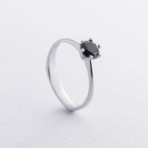 Заручно кільце з чорним діамантом ( біле золото ) 236311122