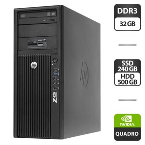 Робоча станція HP Z420 workstation tower / intel xeon E5-2680 (8 (16) ядер по 2.7 - 3.5 ghz) / 64 GB DDR3 / 256 GB SSD + 500 GB HDD / nvidia quadro 2000, 1 GB GDDR5, 128-bit / HDMI / DVD-ROM