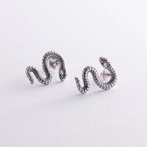Срібні сережки - пусети Змії 40019