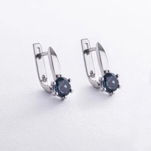 Срібні сережки з топазами Лондон блакитний GS-02-017-33