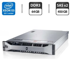 Сервер Dell PowerEdge R720 2U Rack / 2x Intel Xeon E5-2660 v2 (10 (20) ядер по 2.2 - 3.0 GHz) / 64 GB DDR3 / 2x 450 GB SAS / iRMC S3 Graphics / Два блоки живлення 750W