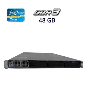 Сервер Supermicro 1U / 2x Intel Xeon X5670 (6 (12) ядер по 2.93 - 3.33 GHz) / 48 GB DDR3 / Без HDD / 2x nVidia Tesla M2090, 6 GB GDDR5, 384-bit / 1400W Gold / 3 кошика 3.5"