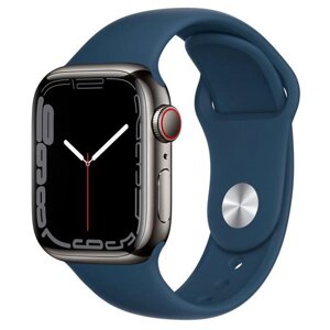 Смарт-годинник Apple Watch Series 7 GPS + LTE 41mm Graphite Stainless Steel with Abyss Blue Sport Band (MKHJ3)
