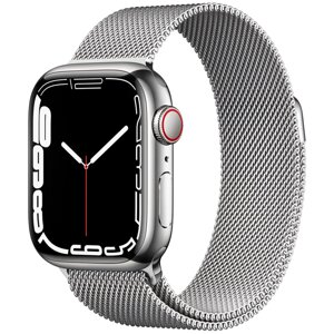Смарт-годинник Apple Watch Series 7 GPS + LTE 41mm Silver Stainless Steel with Silver Milanese Loop (MKHF3)