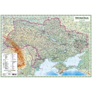 Україна. Загальногеографічна карта, м-б 1:1 500 000 (на капі в рамі)