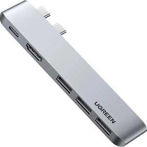 USB-хаб Ugreen 5-in-2 USB C Hub for MacBook Pro/Air Silver (CM251/60559)