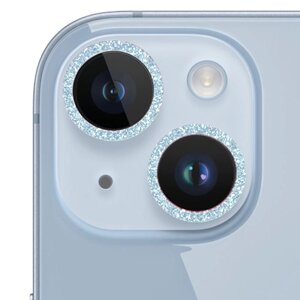 Захисне скло Metal Sparkles на камеру ( в упак. ) для Apple iPhone 15 (6.1"15 Plus (6.7"Блакитний / Light Blue (273044)
