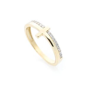 Золотое кольцо с крестиком (фианиты) к05488