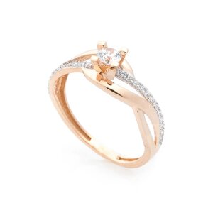 Золотое помолвочное кольцо с фианитами к05581
