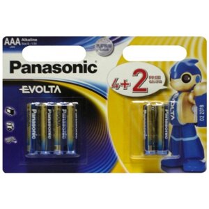 Батарейка тип AAA panasonic evolta AAA BLI (4+2) alkaline