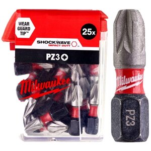 Біта для викрутки Milwaukee Shockwave PZ3 25 мм 25 шт. (4932430869)