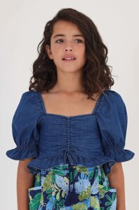 Дитяча бавовняна блузка Mayoral колір фіолетовий однотонна