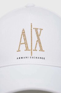 Бавовняна бейсболка Armani Exchange колір білий з аплікацією