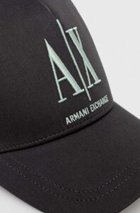 Бавовняна бейсболка Armani Exchange колір чорний з аплікацією