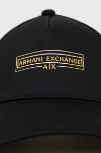 Бавовняна бейсболка Armani Exchange колір чорний з аплікацією