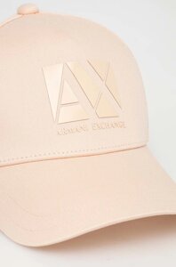 Бавовняна бейсболка Armani Exchange колір помаранчевий з аплікацією