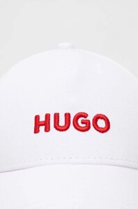 Бавовняна бейсболка HUGO колір білий з аплікацією