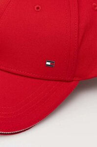 Бавовняна бейсболка Tommy Hilfiger колір червоний однотонна