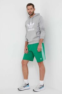 Бавовняна кофта adidas Originals чоловіча колір сірий з капюшоном візерунок