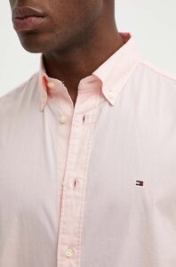 Бавовняна сорочка Tommy Hilfiger чоловіча колір рожевий regular комір button-down