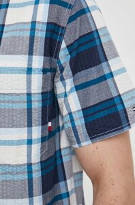 Бавовняна сорочка Tommy Hilfiger чоловіча колір синій regular комір button-down
