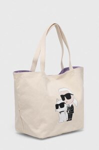 Бавовняна сумка Karl Lagerfeld колір бежевий