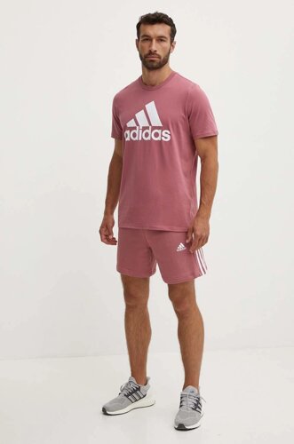 Бавовняні шорти adidas Essentials колір рожевий JG8492