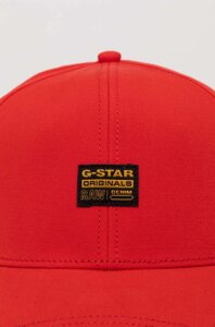 Бавовняна шапка G-Star Raw колір червоний однотонна