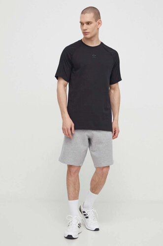 Бавовняні шорти adidas Originals Essential колір сірий меланж IR6848