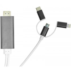 Кабель PowerPlant HDMI (M) - Lightning, Type-C, microUSB 1m (CA911912)