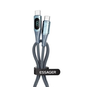 Кабель синхронізації даних Essager LED Digital Display Fast Charging 100W USB Type С 1m Blue (ES-XCTT1-YD03)